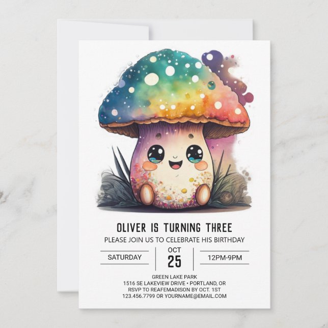 Charming Toadstool Editable Birthday Invitation (Front)