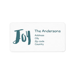 Charming Trendy Joy Blue Green Holiday Label
