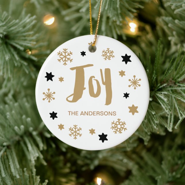 Charming Trendy Joy Holiday Ceramic Ornament (Tree)