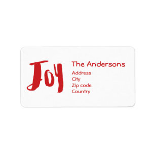 Charming Trendy Joy Red Holiday Label