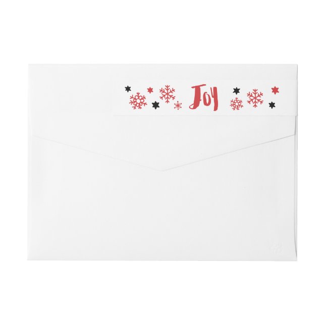 Charming Trendy Joy Red Holiday Wrap Around Label (Back)