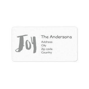 Charming Trendy Joy Silver Grey Holiday Label