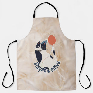 Charming Tuxedo Cat Stay Pawsitive All-Over Print Apron