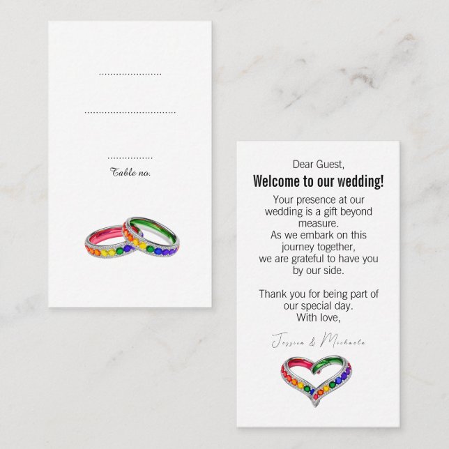 🌈Charming unique  Intertwined in Pride Place Card (Front/Back)