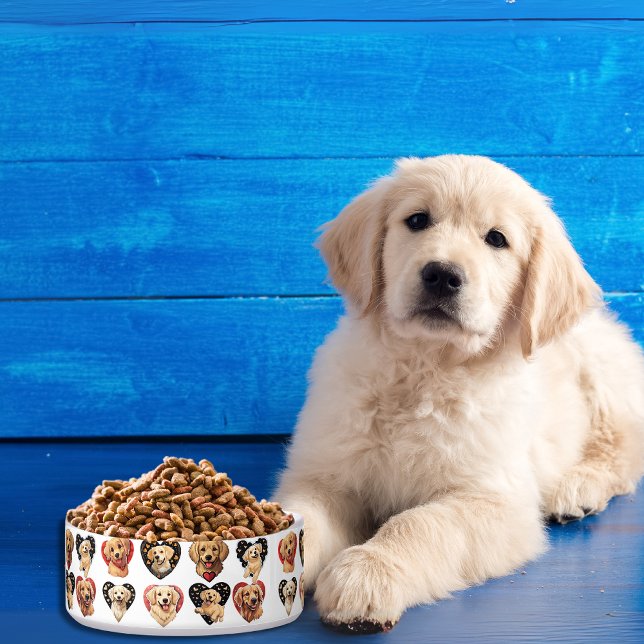 Charming Valentine Golden Retriever Dog bowl (Charming Valentine Golden Retriever Dog bowl)