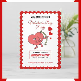 Charming Valentine’s Day Party | Heart And Roses  Invitation