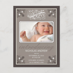 Charming Vintage Baby Birth Announcement (slate) Postcard