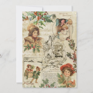 Charming Vintage Christmas Ephemera Collage Holiday Card