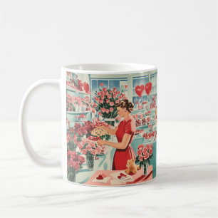 Charming Vintage Flower Shop Scene Coffee Mug