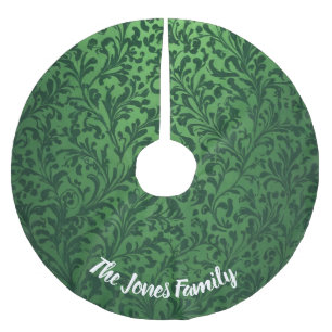 Charming Vintage Foliage Greenery Christmas Green Brushed Polyester Tree Skirt