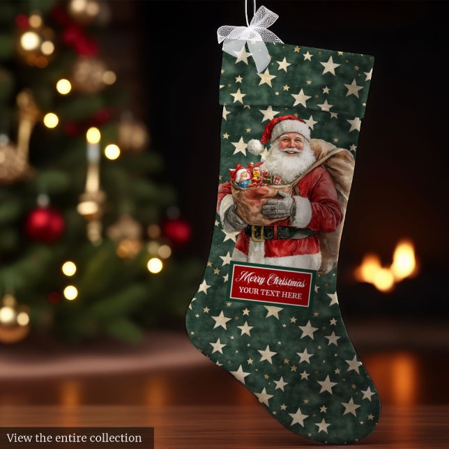 Charming Vintage Santa Stocking Personalized (Charming Vintage Santa Stocking Personalized Holiday Decor)