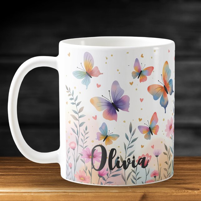 Charming Watercolor Butterfly Meadow Coffee Mug (Creator Uploaded)