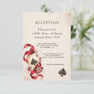 Charming Watercolor Casino Night Burgundy Wedding Enclosure Card
