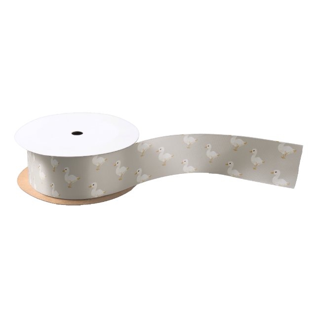 Charming Watercolor Duck Easter Ribbon Satin Ribbon (Spool)