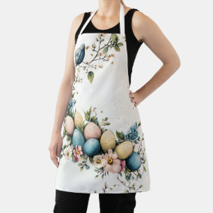 Charming Watercolor Easter Birds & Floral Spring Apron