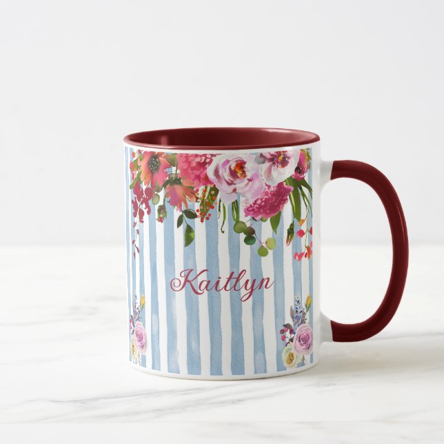 CHARMING WATERCOLOR NAME ELEGANT FLORAL MUG (Right)
