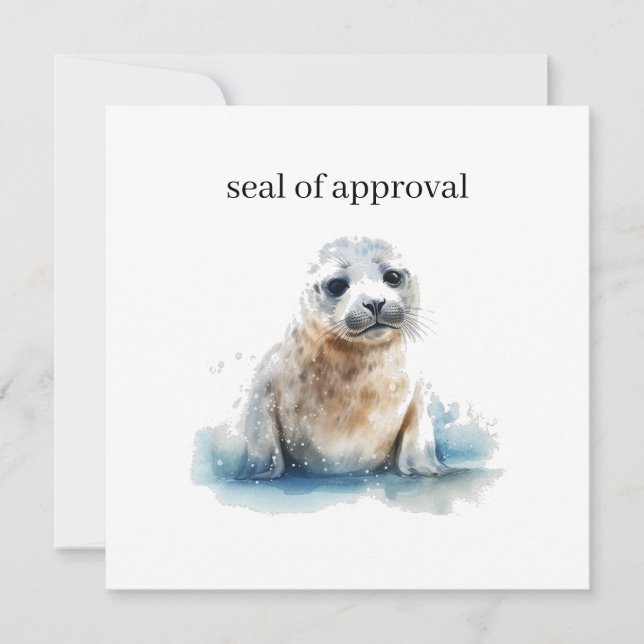  Charming Watercolor Seal Pup, custom Invitation (Front)
