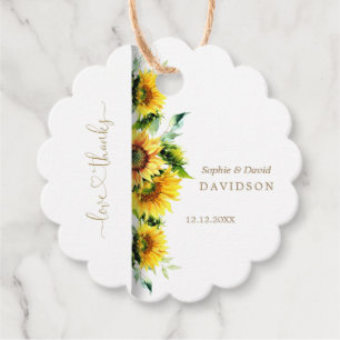 Charming Watercolor Sunflowers Wedding Favour Tags