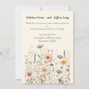 Charming Watercolor Wildflower Wedding Invitation