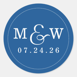 Charming Wedding Monogram Sticker - Cobalt