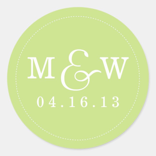 Charming Wedding Monogram Sticker - Lime (Front)