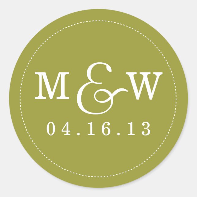 Charming Wedding Monogram Sticker - Olive (Front)