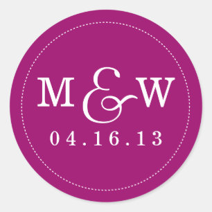 Charming Wedding Monogram Sticker - Raspberry