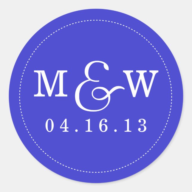 Charming Wedding Monogram Sticker - Royal Blue (Front)