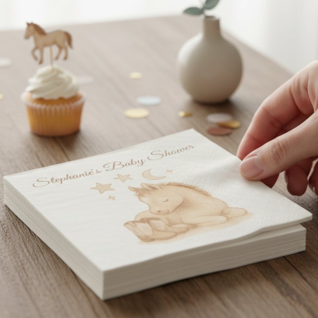 Charming Western Baby Horse – Shower Napkin (Sweet western personalized baby shower napkins)