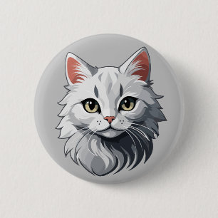 Charming White Cat 2 Inch Round Button