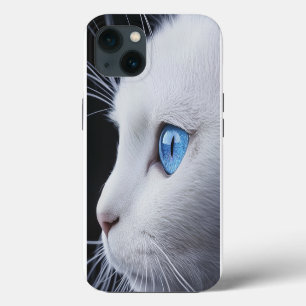 Charming White Cat with Blue Eyes – iPhone 13 Case