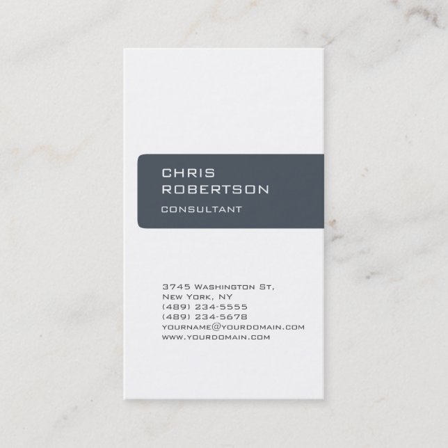 Charming White Grey Attractive Business Card (Front)