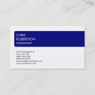 Charming White Navy Blue Attractive Business Card