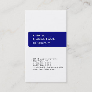 Charming White Navy Blue Attractive Business Card