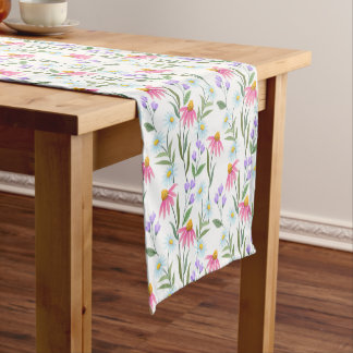 Charming Wild Flowers Design Short Table Runner