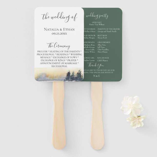 Charming Wildwood Wedding Program Fans (Front and Back)