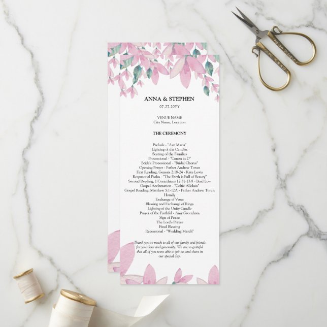 Charming Wisteria Floral Wedding Program (Front/Back In Situ)