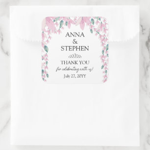 Charming Wisteria Floral Wedding  Square Sticker