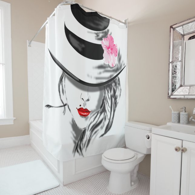 Charming Woman Shower Curtain (In Situ)