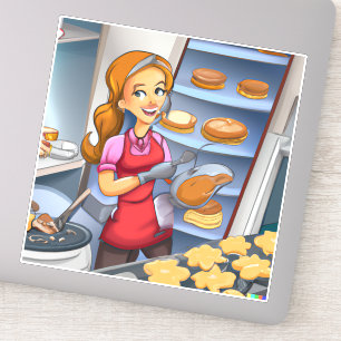 Charming Women Baking Sticker - Customizable