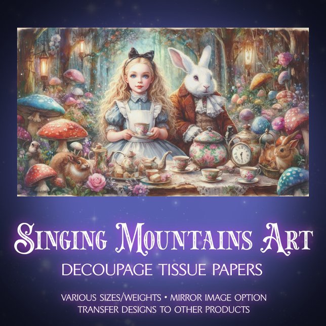 Charming Wonderland Tea Scene Crafting Decoupage Tissue Paper (Creator Uploaded)
