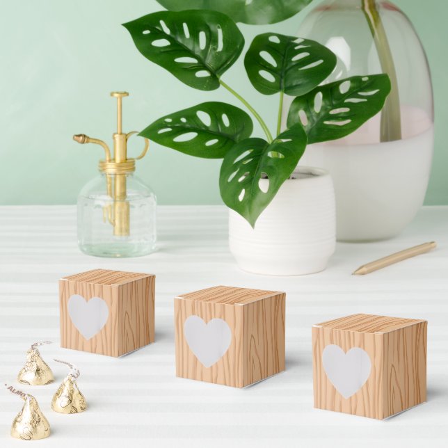 Charming Wood Pattern Celebration Heart Favor Box (Multiple)