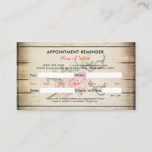 Charming Wood Scissors and Roses Appointment (Front)