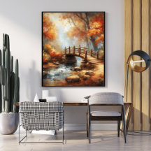 Charming Wooden Bridge Unique Forest River Scene