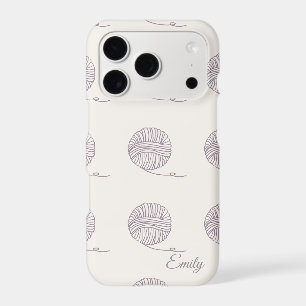 Charming Yarn Ball Pattern Custom Name iPhone Case