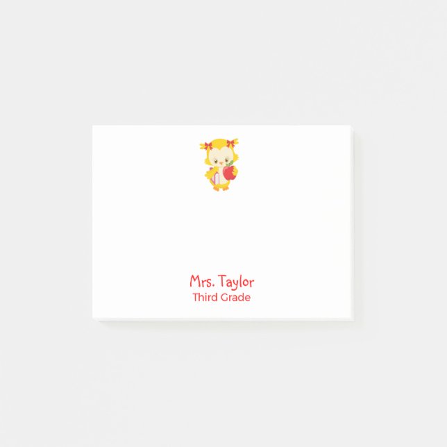 Charming yellow owl post-it notes (Front)