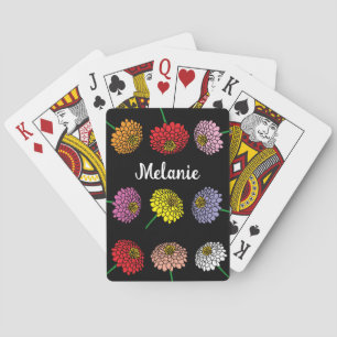 Charming Zinnia flower sketch custom playing cards