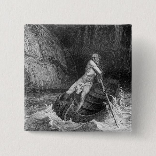 Charon, the Ferryman of Hell 2 Inch Square Button (Front)