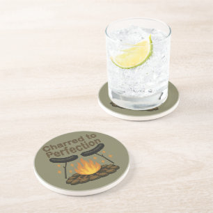 Charred to Perfection Funny Campfire Hot Dog Coaster