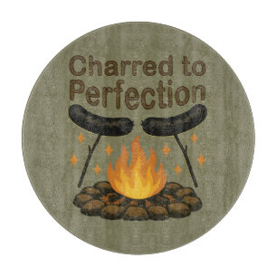 Charred to Perfection Funny Campfire Hot Dog Cutting Board